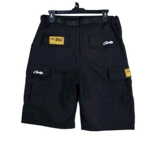 Corteiz Guerillaz Alcatraz Cargo Shorts Mens M 30-34 x11 Belted Elastic Waist